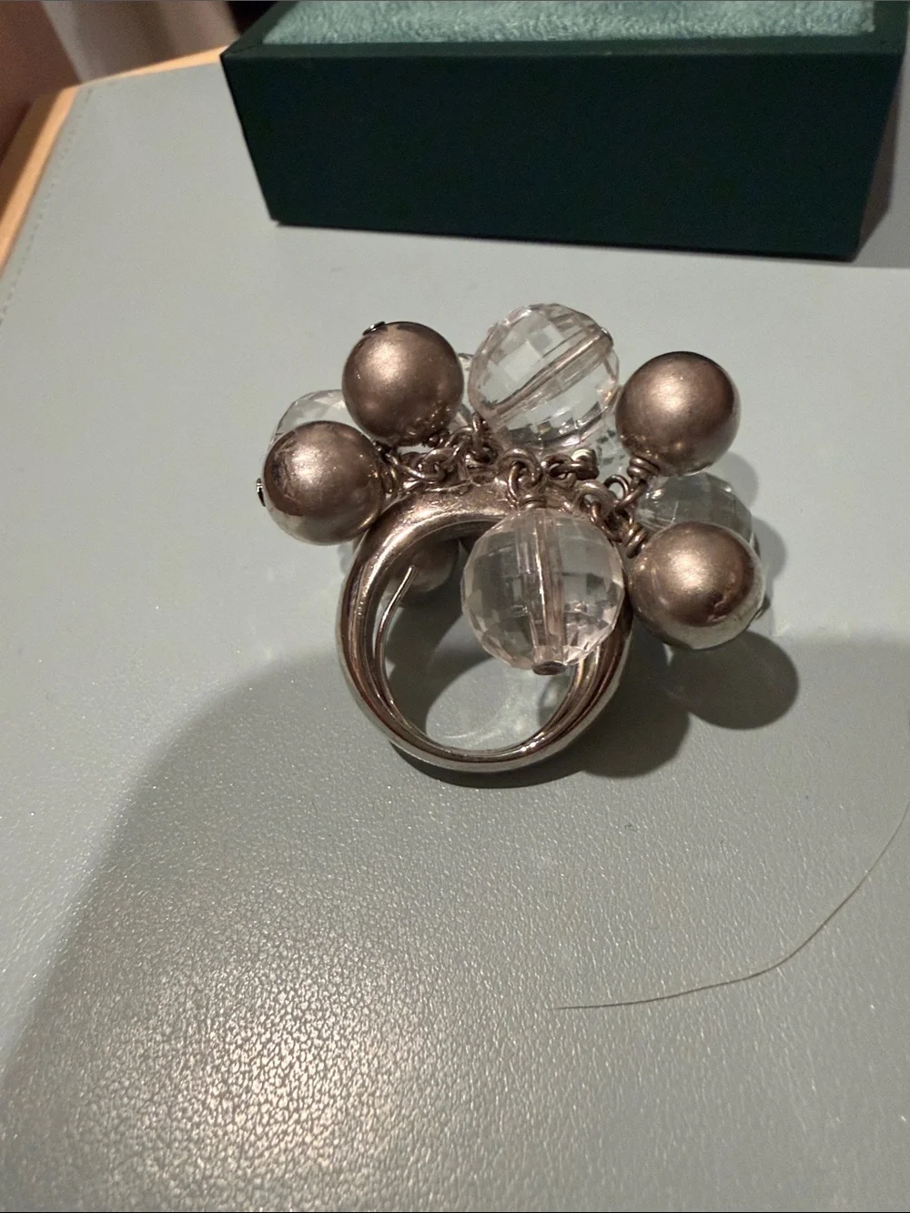Kate Spade Clear Crystal Cluster Statement Ring with Silver Accents! Size 7.